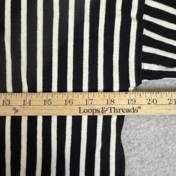 Madewell Black & White Stripe Short Sleeve Knit Top W/Pockets Size Small - Picture 3 of 7